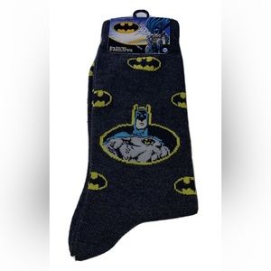 Batman Crew Socks 1 Pair Men 6-12 Black w/ Yellow & Logo DC Comics Justice Joker